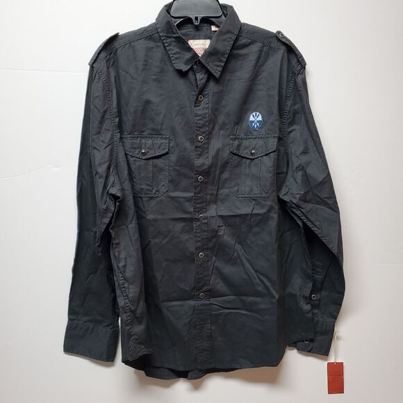 NWT Mossimo Supply Co. Men XL Dark Gray Infantry Shirt Long Sleeve Snap Pockets - Picture 2 of 16